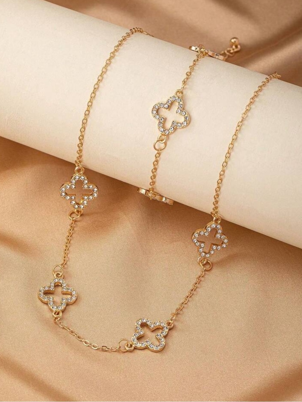 Kohl's Gold-Tone Clover Station Necklace with Crystals